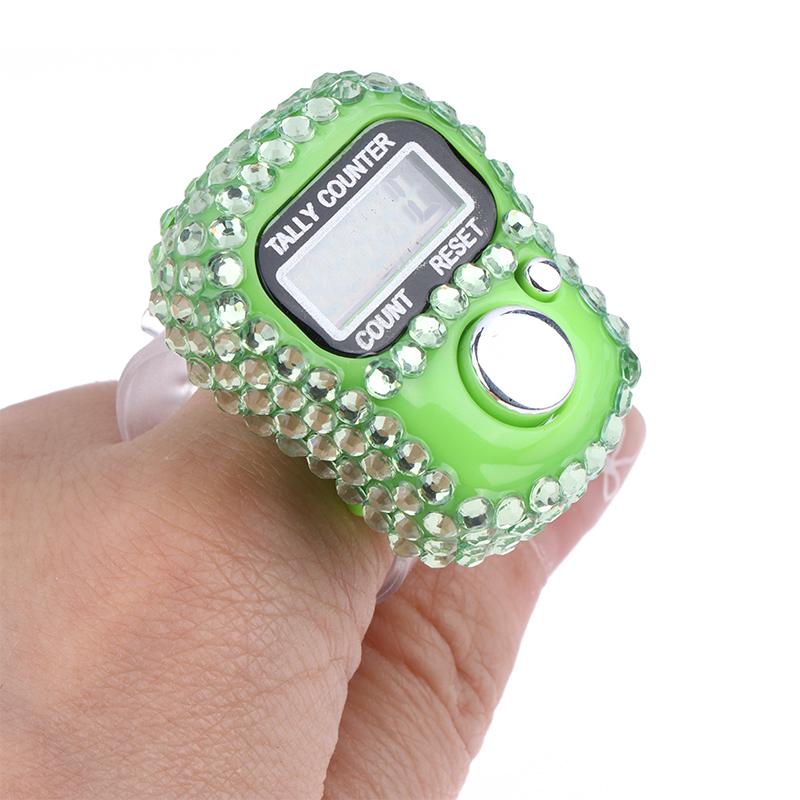 Portable 7 Colors Rhinestone Finger Counter Sparkling Design Counting Tool for Prayers Fitness and Learning Tasks