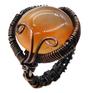 Orange Agate Natural Gemstone Copper Wire-Wrapped Ring US Size-6 A 564