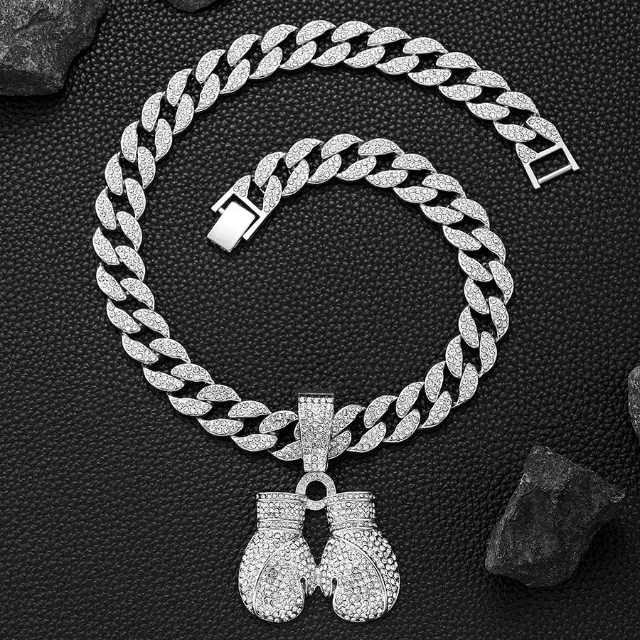 Hot Selling Personality Niche Street Hip-hop Rap Boxing Set Pendant Cuban Chain Retro Boxing Glove Necklace