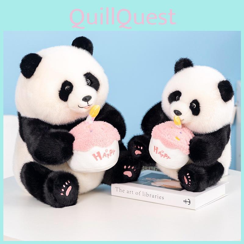 Adorable Cake Panda Plush Toy With Soft Pp Cotton Filling For Kids Birthday Gifts