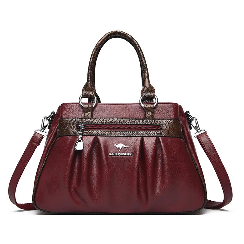 

Three Layers Luxury Casual Tote Women Bag High Quality Pu Leather Ladies Hand Bags for Women Big Shoulder Crossbody Bags Sac бордовий