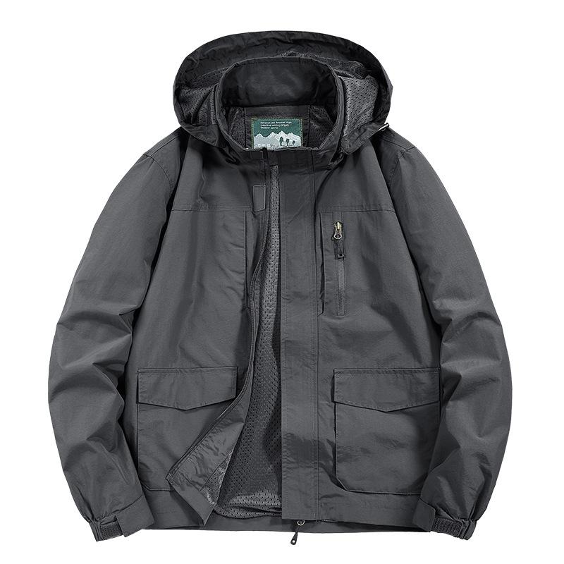 

Мужская ветрозащитная и водонепроницаемая куртка, легкий и дышащий штурмовой костюм, повседневная куртка для работы на открытом воздухе L серый