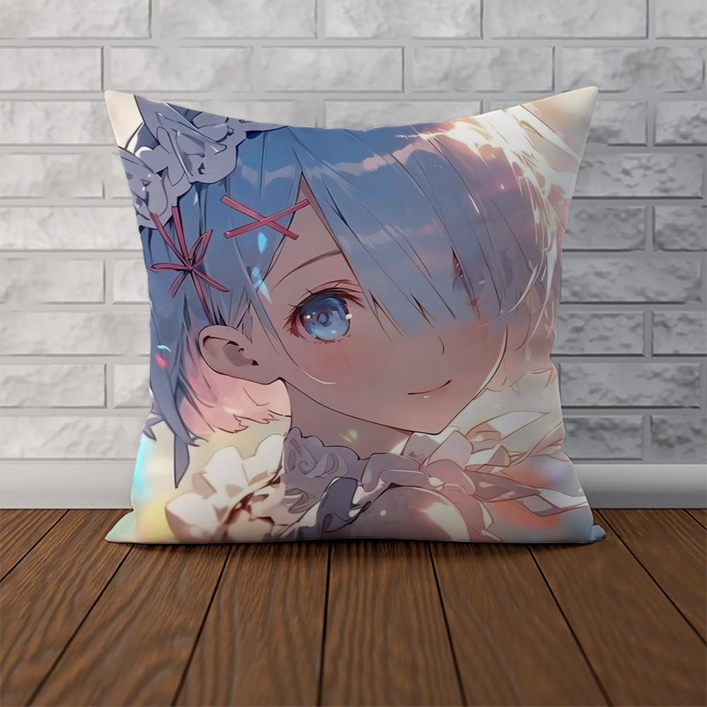 ReZero Rem Pillow Case For Car Sofa Decorative Home Doublesided Print Plush Square Throw Pillow Cushion Cover
