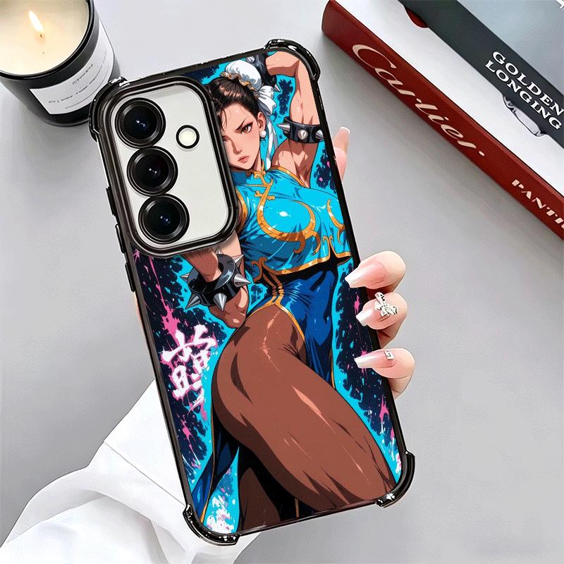 ChunLi S-Street F-FighterS Plating Phone Case For Samsung A17 A07 A37 A57 A16 A56 A15 A55 A14 A54 A13 A53 A26 A36 A25 A35 A24 A3