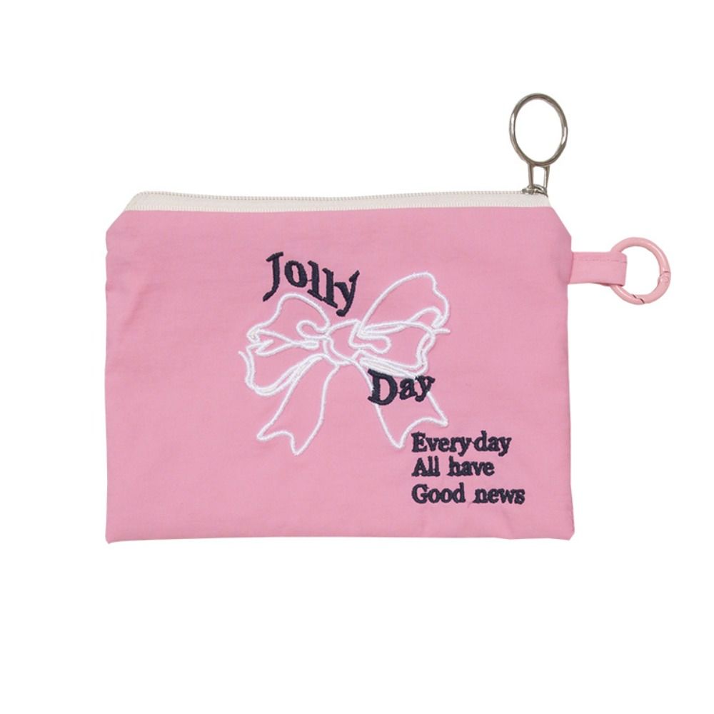 

Гладкая сумка для макияжа на молнии с бантом и вышивкой Кошельки Простая сумка для хранения