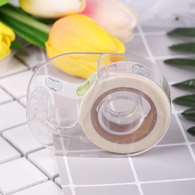 2 ks/sada Priehľadný držiak na maskovaciu pásku s rezačkou Japonské písacie potreby DIY Washi páska Úložný organizér Rezačka Potreby Náhodná páska