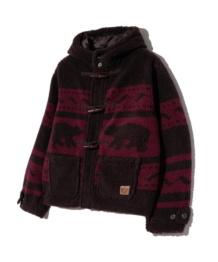 Physical Department Cowichan Boa Duffle Short Coat_Wine