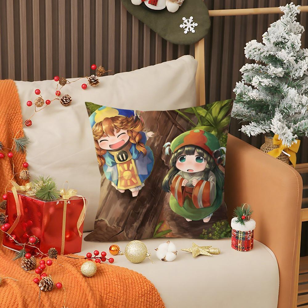 Kwaii Anime Hakumei and Mikochi Pillow Case Anti-dustmite Pillow Invisible zipper silky short plush Sofa cushion cover
