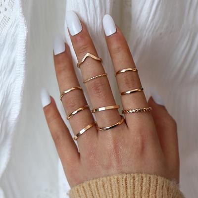Anneau Articulé pour le Vent Lot de 10 Anneaux Élément Vent Simples Anneau Torsadé Pailleté pour Femmes