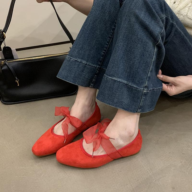 Fashion Fashion Butterfly-Knot Women Mary Janes Flats Slip On Shoes Female Round Toe Footwear Shallow Ladies Flats With Shoes