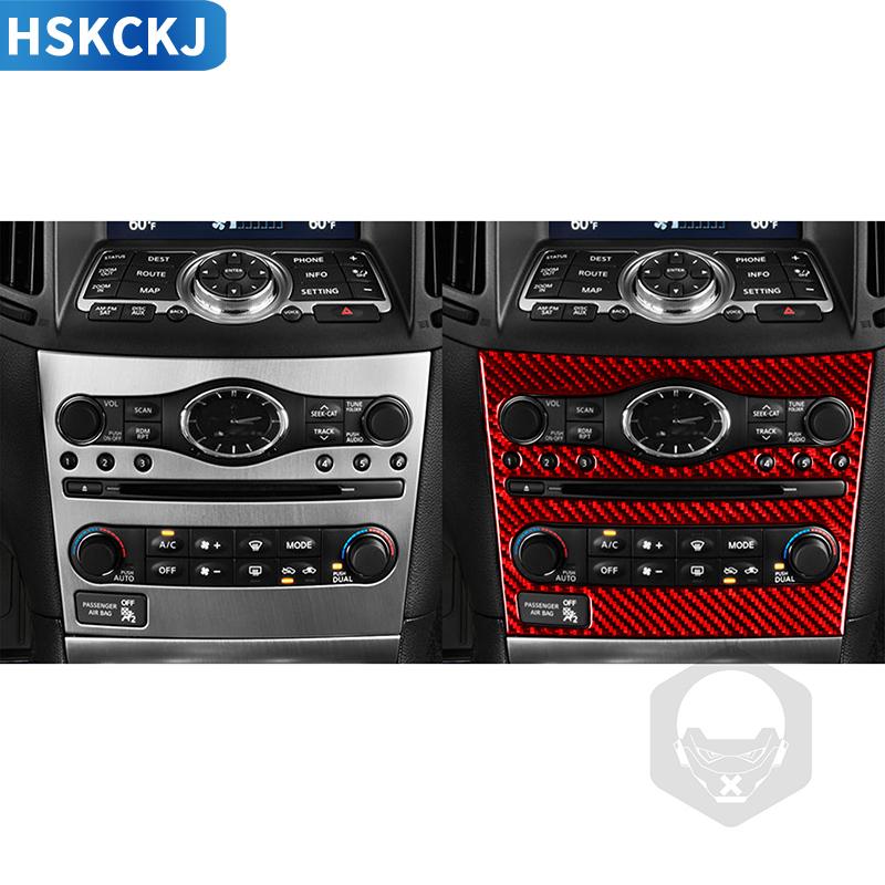 Real Carbon Fiber Central Control Panel Sticker Interior Accessories Styling Decoration For Infiniti G37 2007-2013 Q60