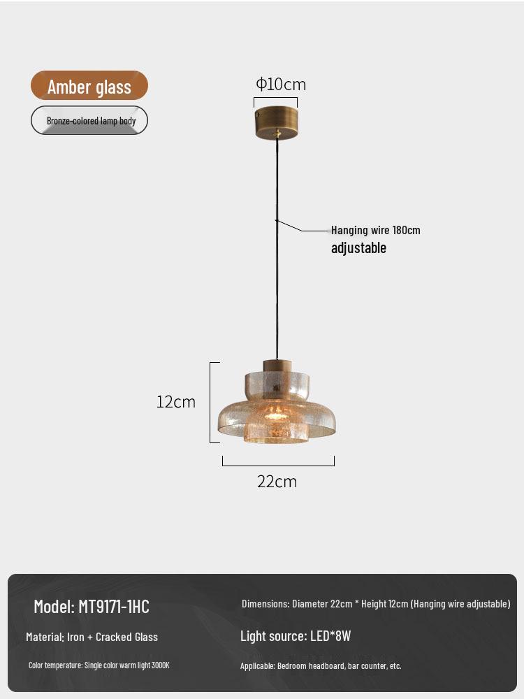 Retro Luxury Bedside Pendant Lamp - Designer Wall & Bar Counter Lighting