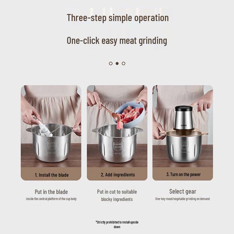 Supor ZMD Series 3L Stainless Steel Electric Meat Grinder CN plug (adapter included)
