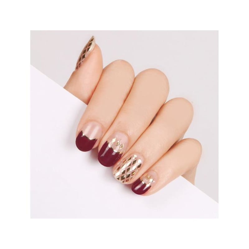 Bling Easy Gel Nail Sticker Snake Gold Wine