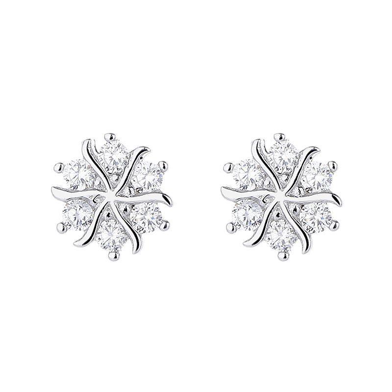 2025 Zircon Snowflake Earrings Women'S Ear Hole Earrings Design Sense Premium Threaded Temperament Ear Jewelry