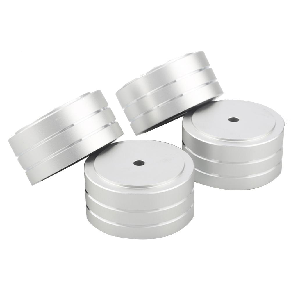 4 Stück 40x20mm Aluminium HIFI Verstärker Lautsprecher Isolationsständer Plattenspieler Füße Pad (Silber)