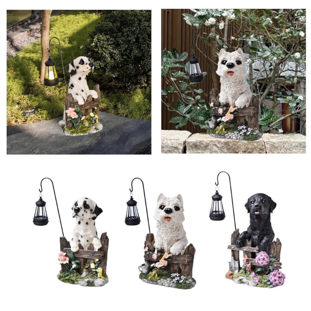 Solar Garden Statue Dog Figurine Decorative Sculpture Outdoor Figurine Light for Patio Porch Outside Backyard Home Decoration