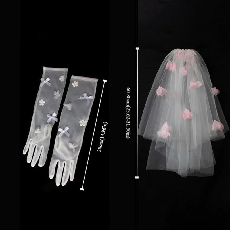 Soft Wedding Veils Pink Flower Bride Head Gauze Elegant Bridal Veil  Wedding Accessories