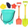 6 Piece Sand Toy Beach Toy Set with Sand Wheel, Truck, Sand Molds, Bucket, Shovel, Water Toy Set, Outdoor Toy for Boys Girls 3 4 5 6 7 Years