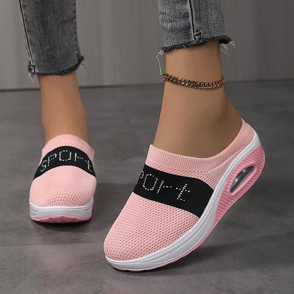 Women Spring Breathable Outdoor Mesh Casual Shoe Fly Weaving Oversized Thick Bottom Low Help Single Shoes 36-42