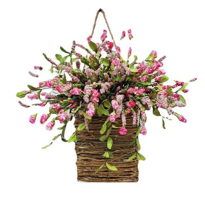 Panier à Suspendre Décoratif pour Porte Couronne Panier de Fleurs Sauvages Artificielles pour Maison Mariage
