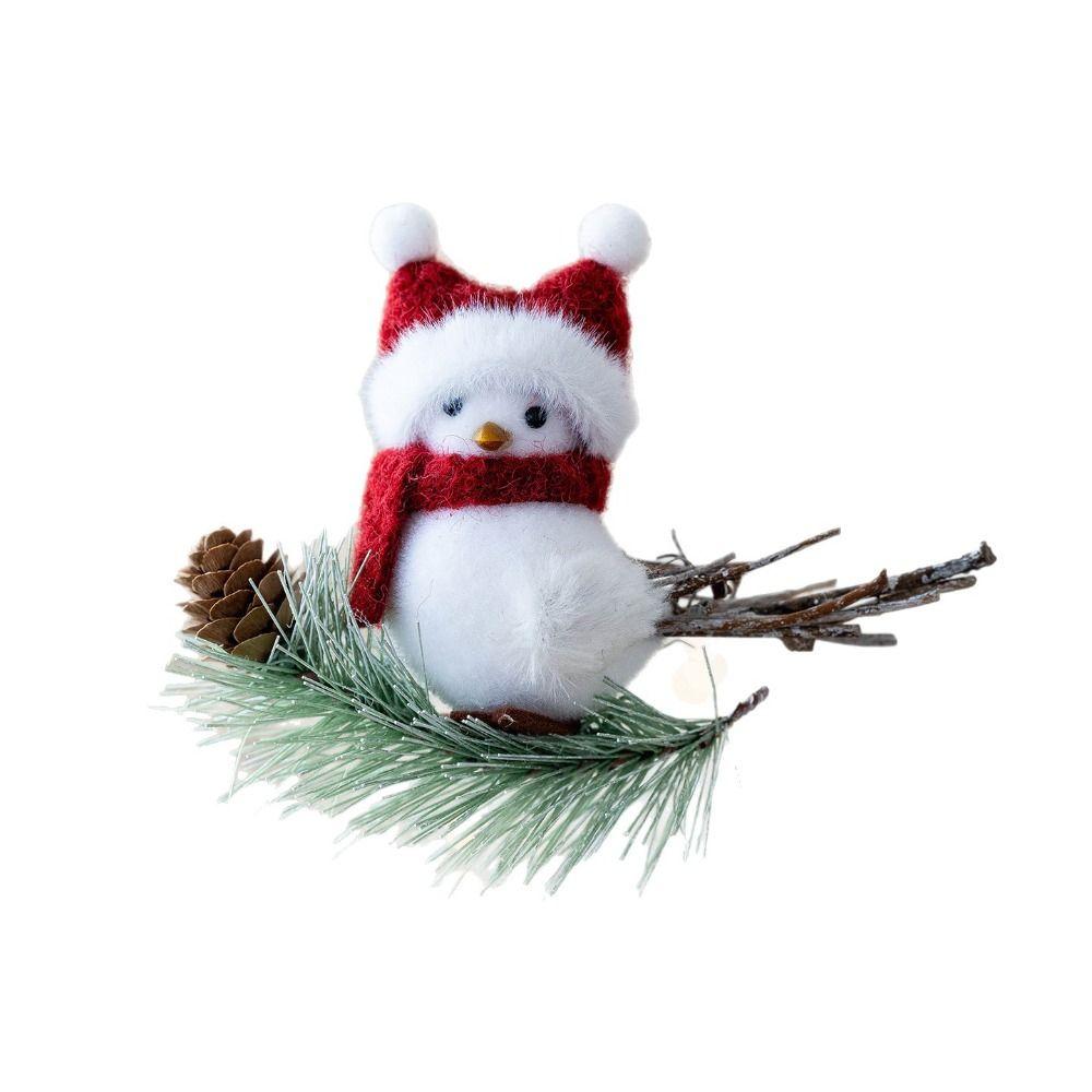Foam Simulated Foam Bird Cloth Plush Christmas Tree Decoration Lightweight Red White Hanging Bird Christmas Decoration