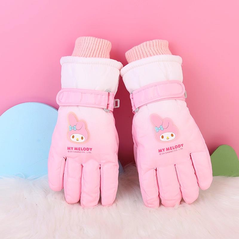 Children's Winter Ski Gloves: Thick, Cold-Proof, Waterproof, Windproof, Non-Slip, Warm Cotton for Ages 3-17.