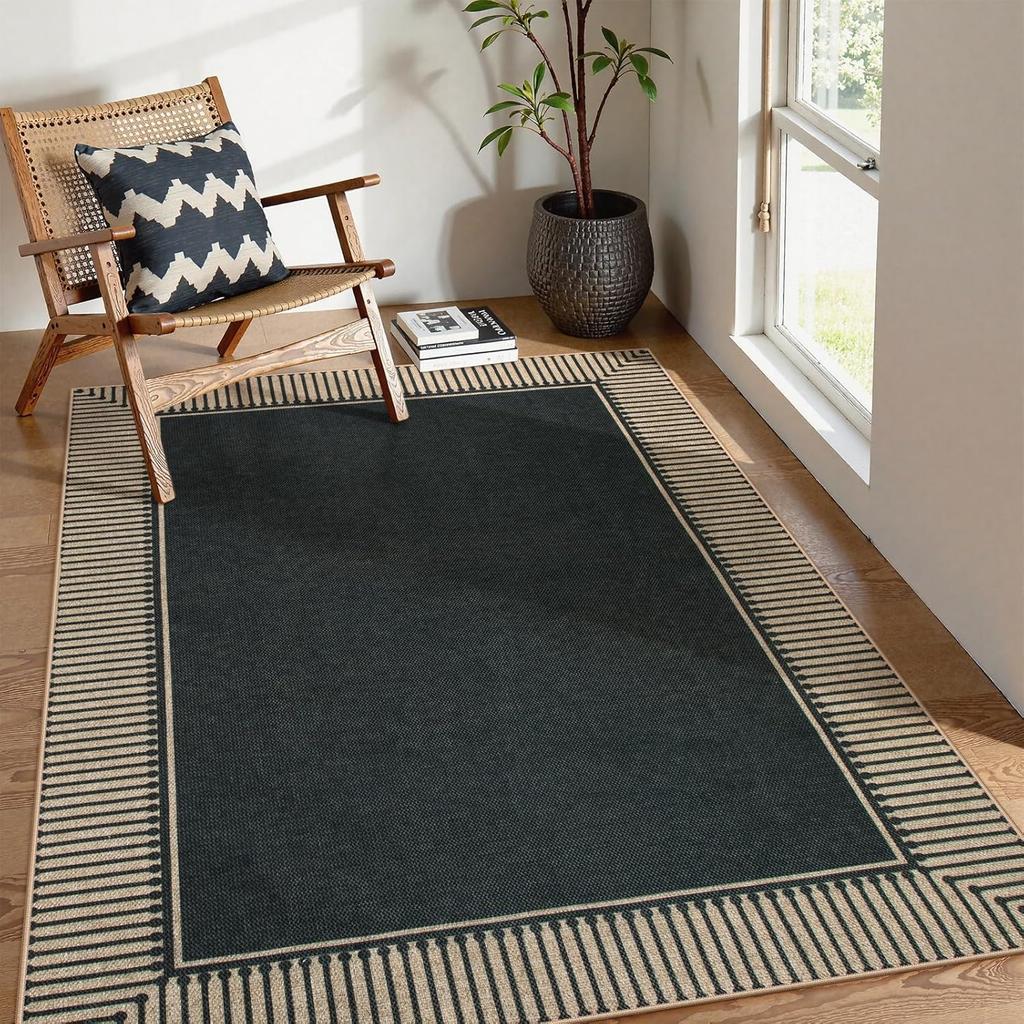 Moynesa Checkered Easy Jute Outdoor Patio Rug 3x5, Washable Indoor Outdoor Rugs for Entryway Non Slip, Farmhouse Carpet for Livi