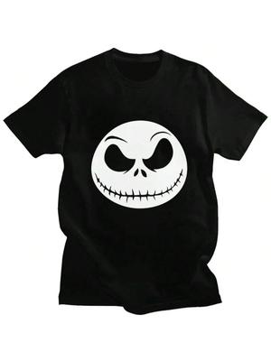 Nightmare Before Christmas Koszulka Męska Krótki Rękaw 100% Bawełna Koszulka Letnia Halloween Film Jack Czaszka Koszulki T-shirt