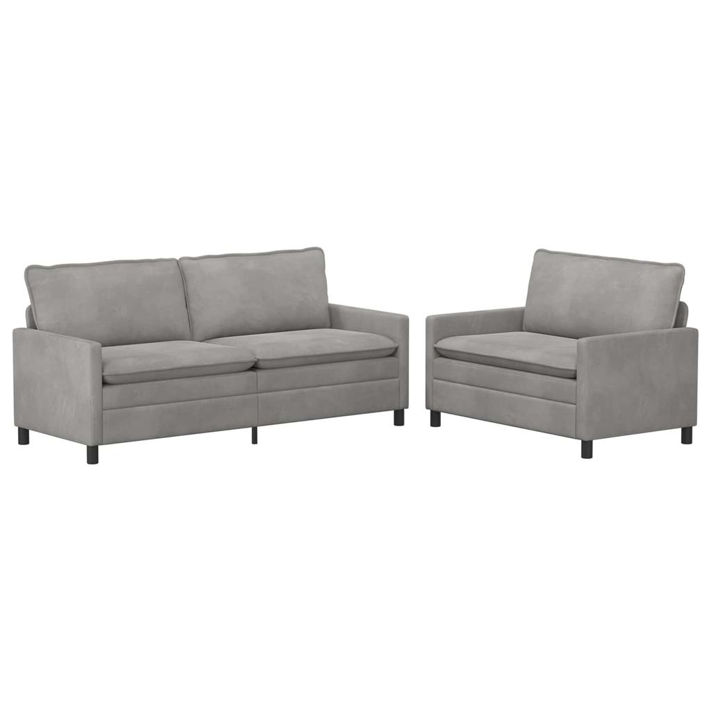 Sofa Set 2 pcs Light Grey Velvet