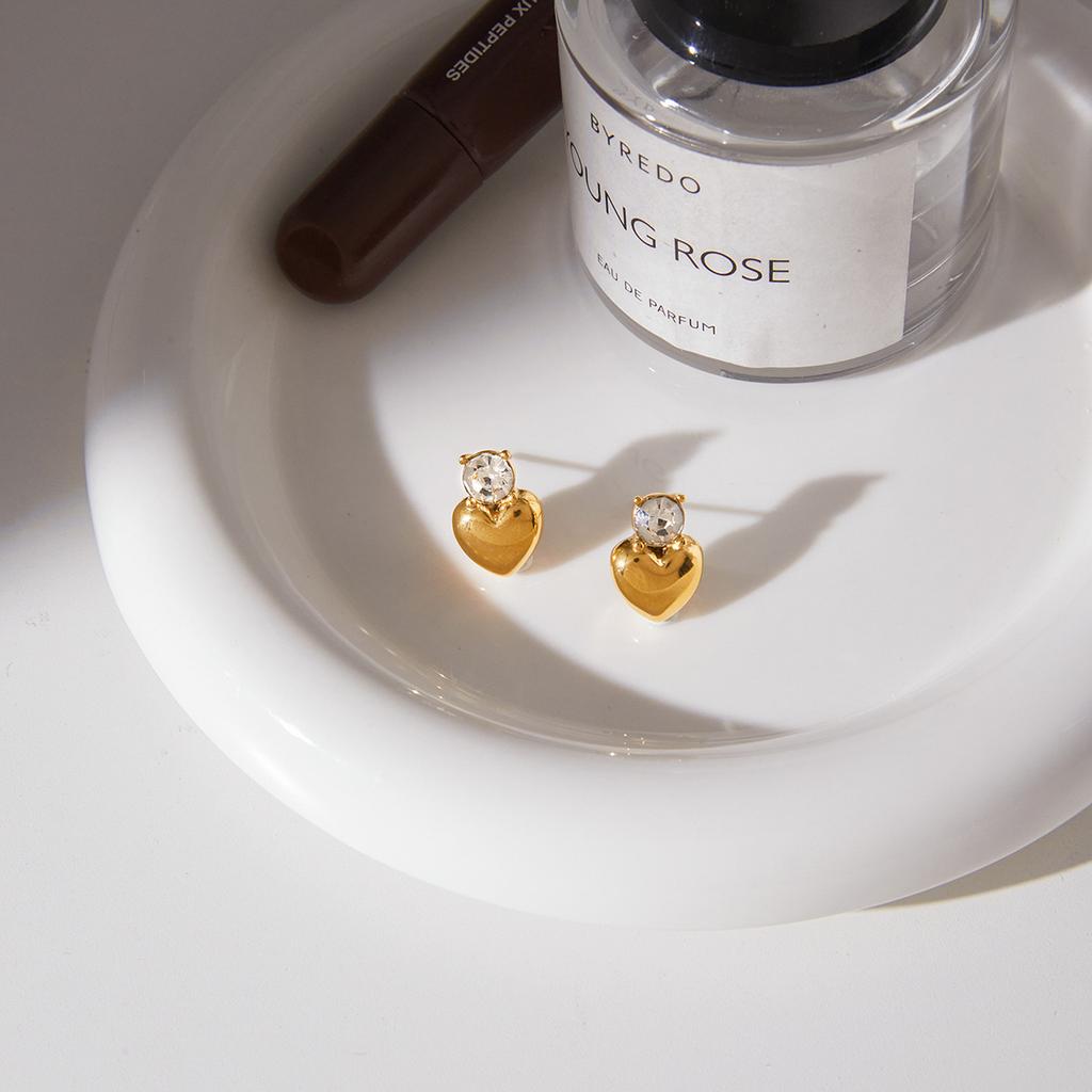 Uworld Classic Heart Shape Earring With Zircon Decoration Jewelry For Women 18K Gold Plated Stainless Steel Earrings Gifts 2026