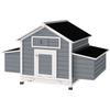 Wooden Chicken Coop for Outdoor Use with 2 Nests, Removable Tray, Perches, Waterproof Roof, 150x100x96.5 cm, Grey