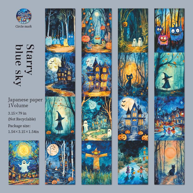 2m/roll Celtic Town Series Decor Halloween Washi Tape Creative Planner Handbook Collage DIY Scrapbook Material Masking Tape