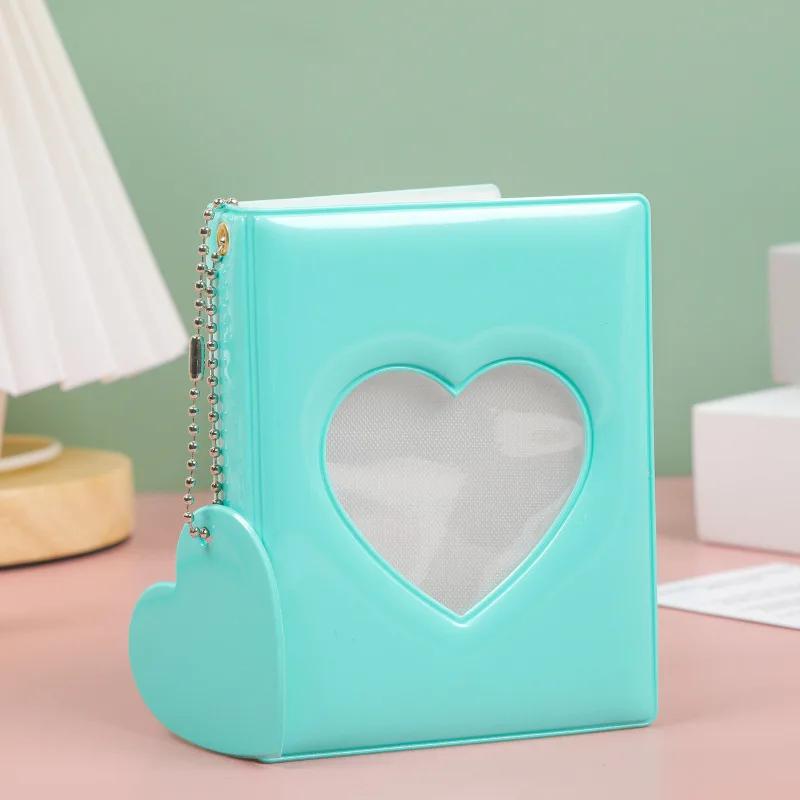 Neues 3-Zoll einfarbiges Po-Album Liebe hohl Pocard-Halter mit Herzanhänger Kpop Idol-Karten Sammelalbum Polaroid-Album