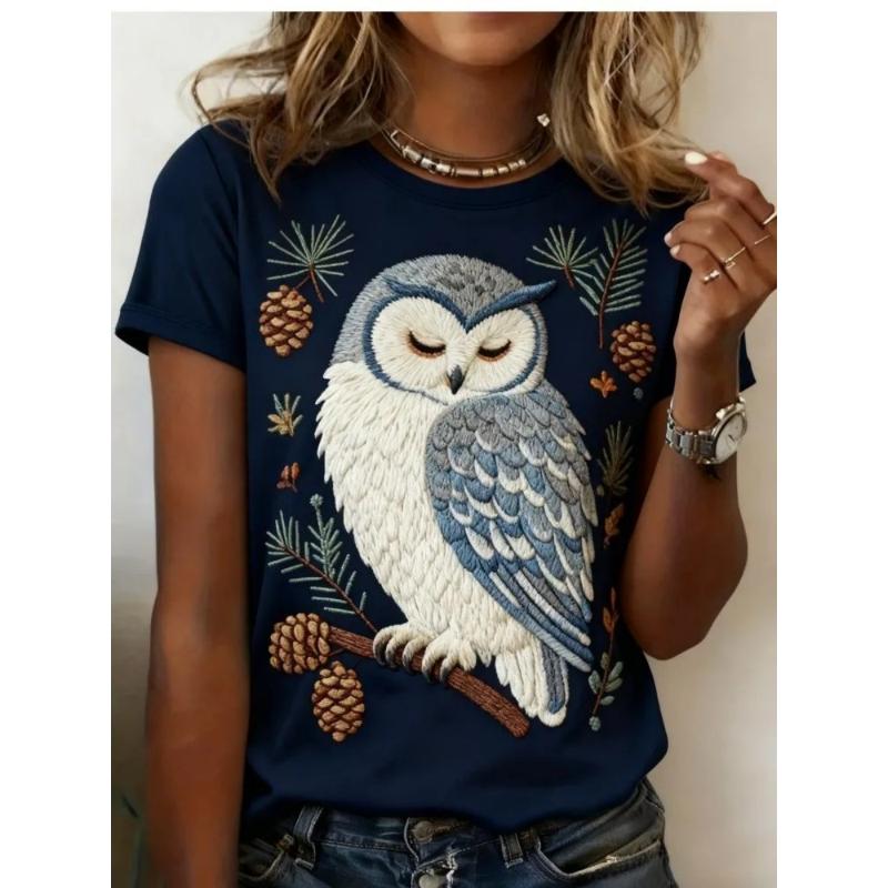 Women's T-shirt 3D Pattern Printed Casual Short Sleeved Colorful Animal Pattern Printing O-Neck Top Fashionable Street Women's Clothing
