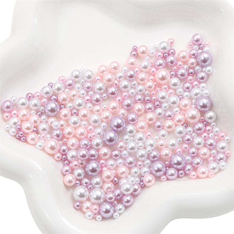 200Pcs No Hole 3-8mm Colorful ABS Round Imitation Pearl Beads for DIY Jewelry Craft Making Home Decoration Art Faux Pearls for Vase Fillers