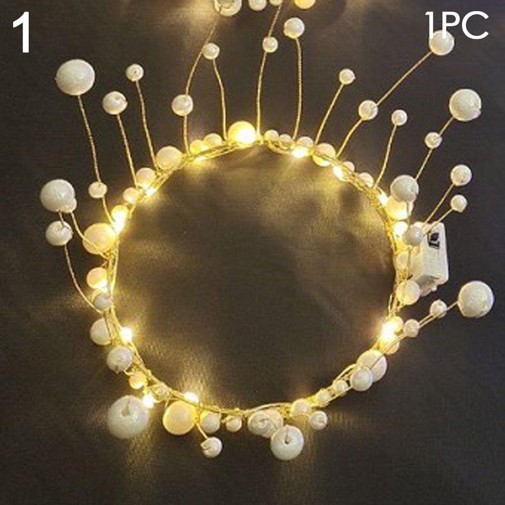 

Garlands Glowing LED Wreath Pearl Crown Flower Christmas Party Decoration Light Up Headband 1