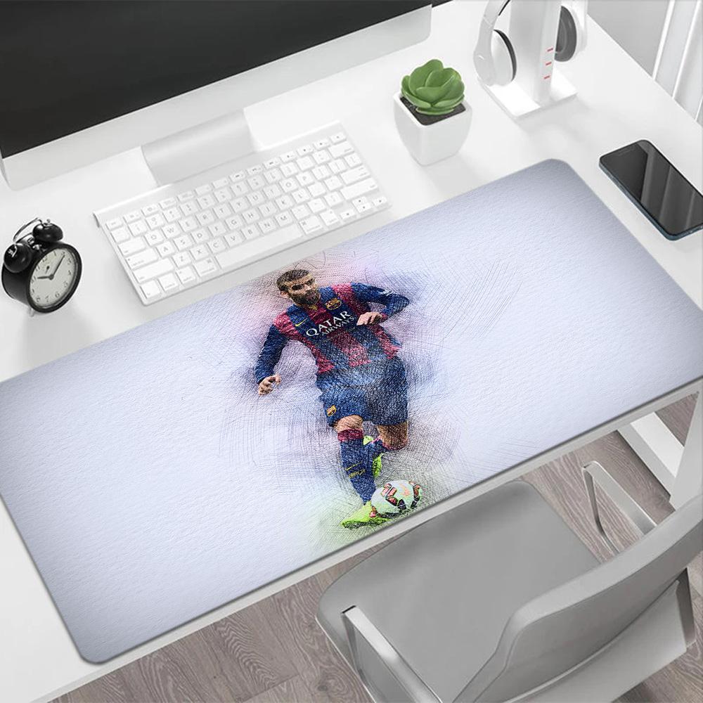 Dynamic Soccer Player Pose Large Mouse Pad Keyboard Mat Computer Desk Keyboard Mat Non-Slip Rubber Bottom Computer Desk Office Decoration Accessory