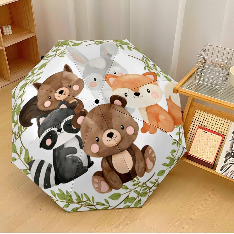 

Jungle Animal Gathering Printed umbrella windproof folding umbrella portable sun and rain umbrella suitable for gifting