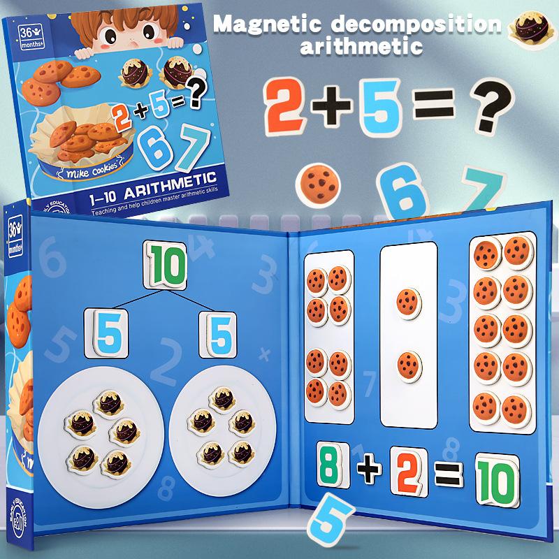 Montessori Toys Magnetic Biscuit Book Math Addition Subtraction Decomposition Learning Early Educational Toys For Children Kids