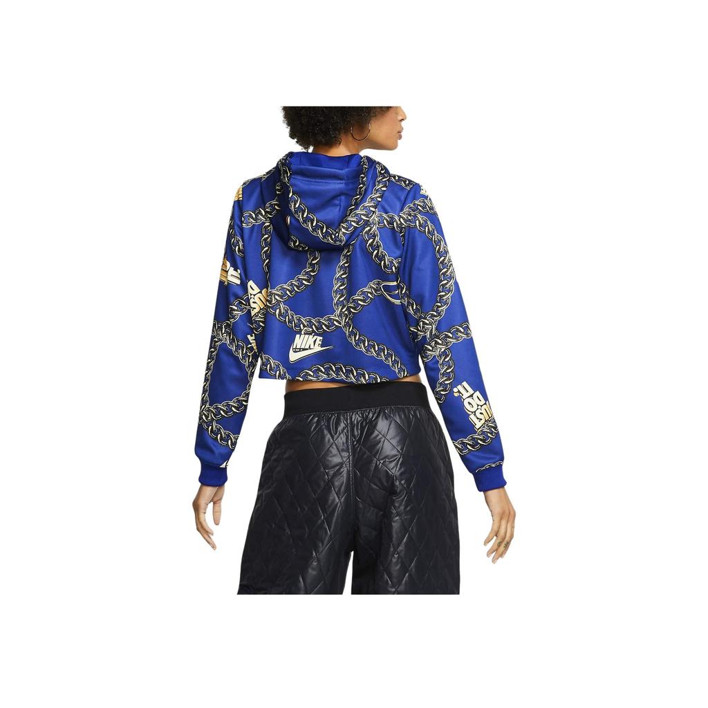 Nike Kettenmuster Allover-Print Hoodie Damen Hoodies Blau CJ6306-455