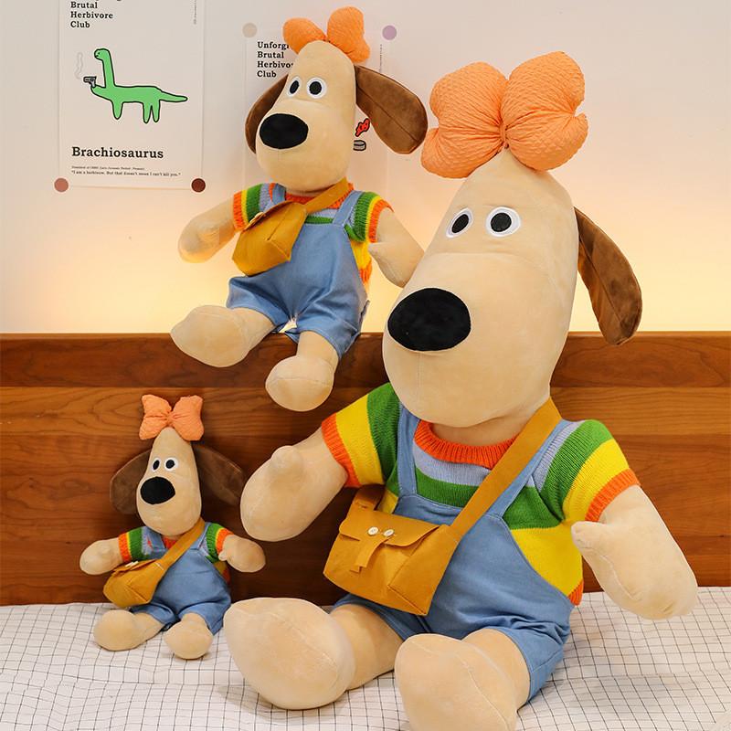 Dog Cartoon Wallacegromit Doll Plush Toy Bow Sweater Dog Animal Gifts Doll