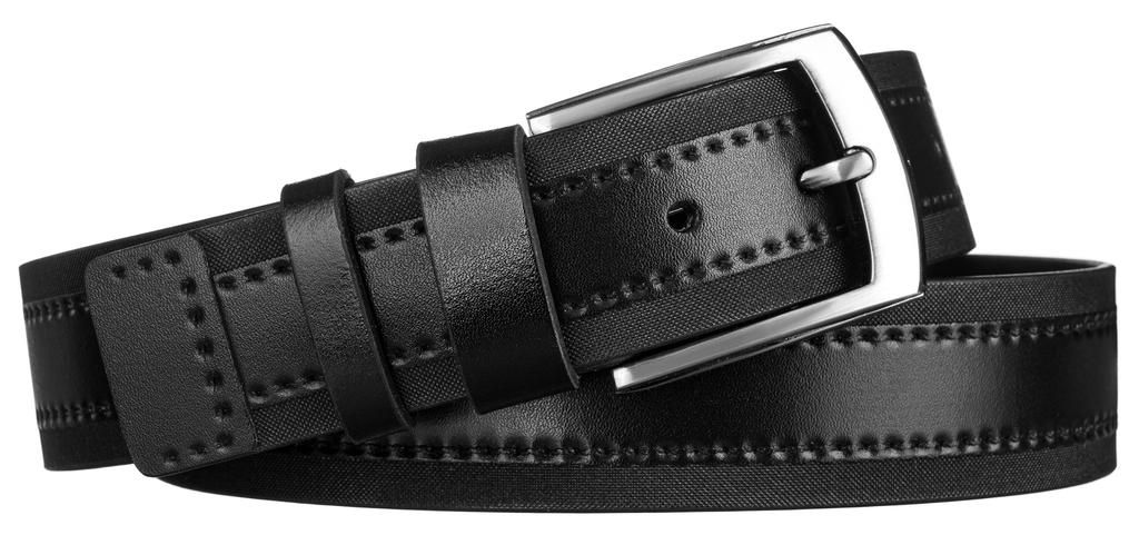 Wide Leather Belt R-PI-01-115-4806 Black