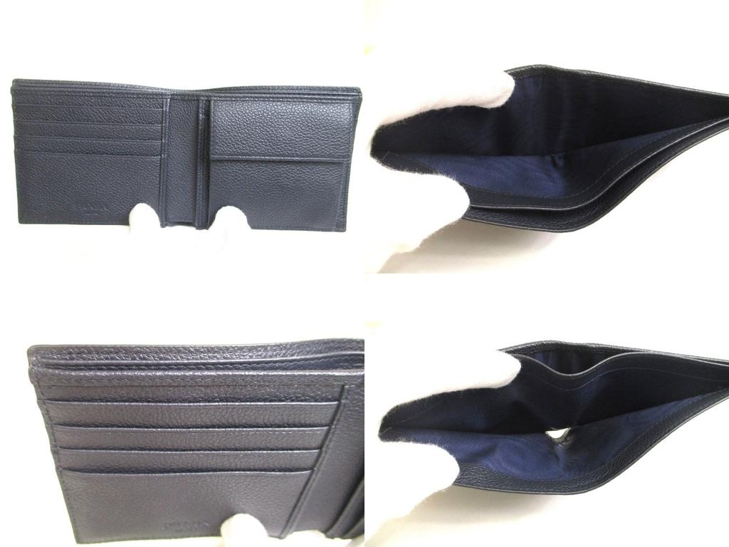 Authentische PRADA Marineblau Leder Bifold Brieftasche Kompakte Brieftasche #a691 Generalüberholt