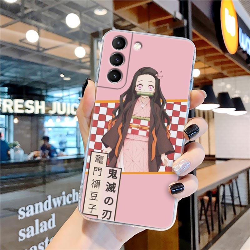 Kamado Nezuko Kimetsu No Yaiba Demon Slayer Clear Case for Samsung Galaxy S22 S21 S20 FE S 22 Ultra S10 E S9 Plus 5G Cover Coque