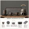 Household warm tea small set retro gilt kung fu tea set office living room one pot two cups coarse pottery beam pot