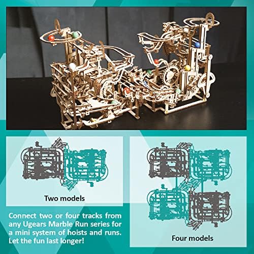 Ugears Marble Run Step Hoist 70156 Wooden Puzzle, Crafts & Models, No Glue or Tools Required, for Adults and Kids