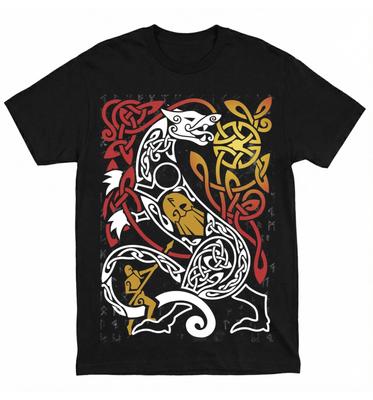 T-shirt Viking Valhalla Ornamento Nordico Odin 180 GSM | Vestibilità Classica 100% Cotone