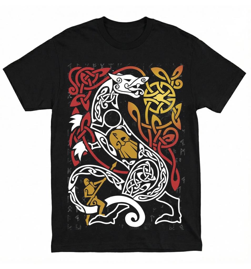 T-shirt Viking Valhalla Ornamento Nordico Odin 180 GSM | Vestibilità Classica 100% Cotone