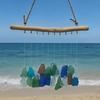 Sea Glass Wind Chime for Outside Handmade Coastal Style Blue Seaglass Art for Indoor Outdoor Garden Home Decor Housewarming Gift for Women